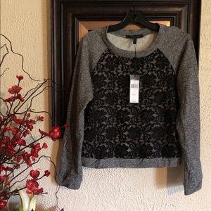 BCBG Maxazria lace sweatshirt sweater Sz Small NWT